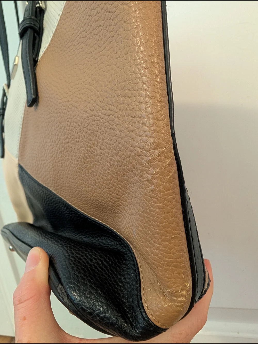 Nine West Colorblock Tote Purse in Black, Beige & Tan